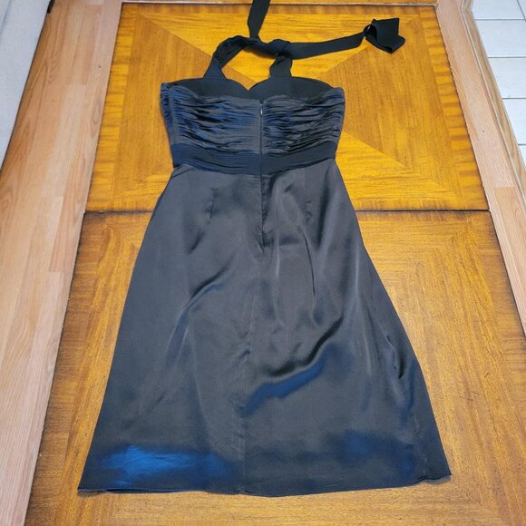 BCBGMaxAzria Black Silk Pleated Front Cocktail Dress - Picture 7 of 14